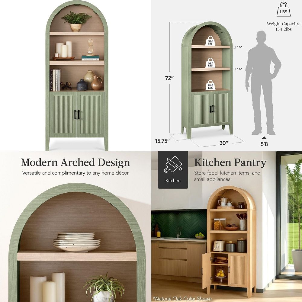 Storage & Organization - Lemari Dapur Tinggi 71 Inci Berlengkung,