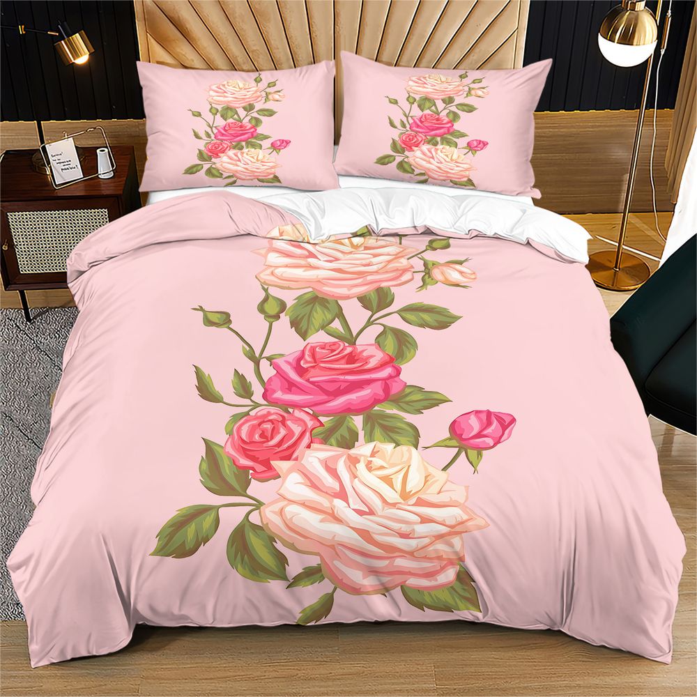 Aesthetic Floral Duvet Cover - Set Penutup Selimut Motif Bunga Mawar