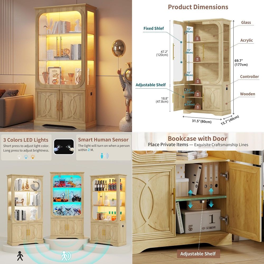 Storage & Organization - Lemari Pajangan dengan Pintu Kaca dan