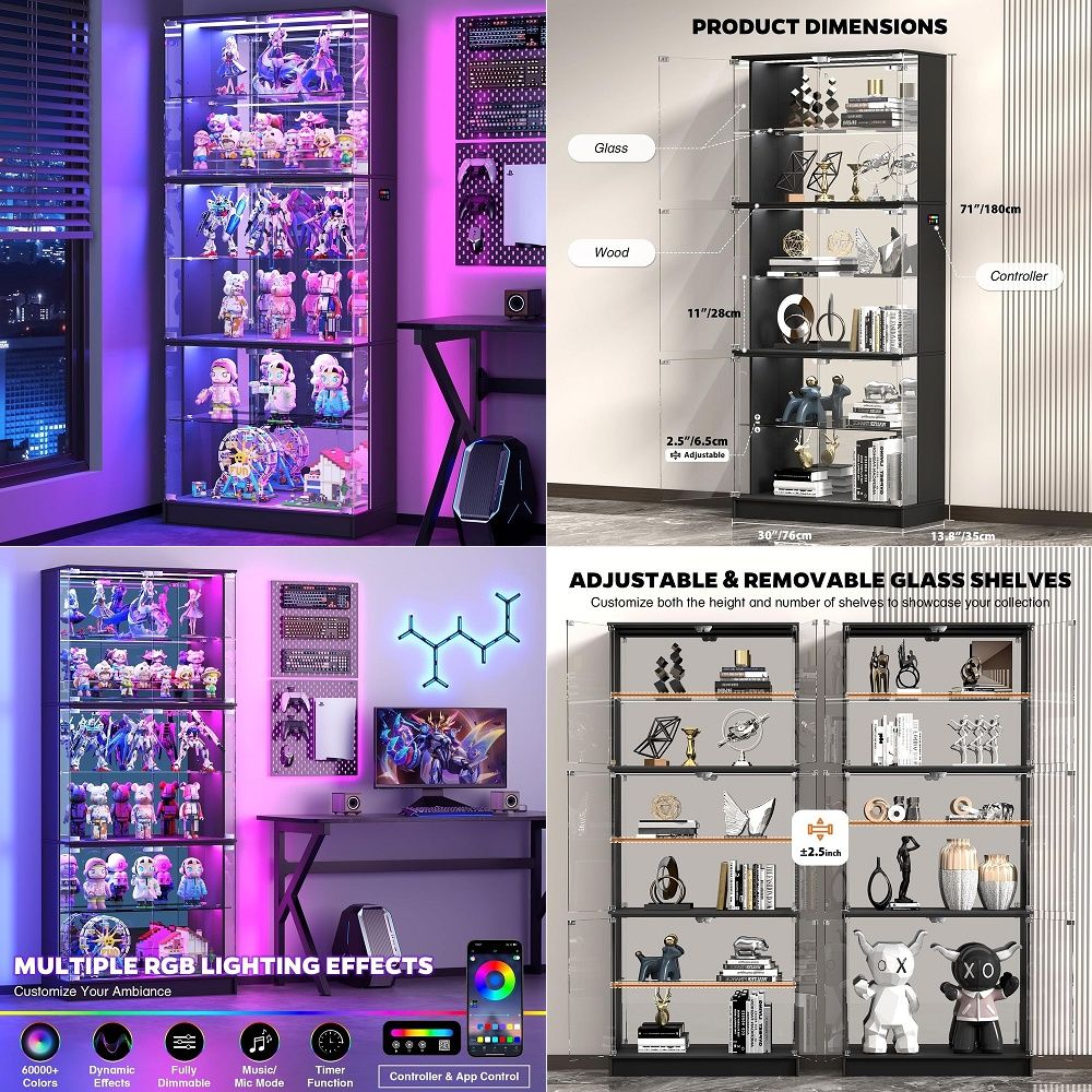 Lighting - Lemari Pajangan dengan Pintu Kaca, Lemari