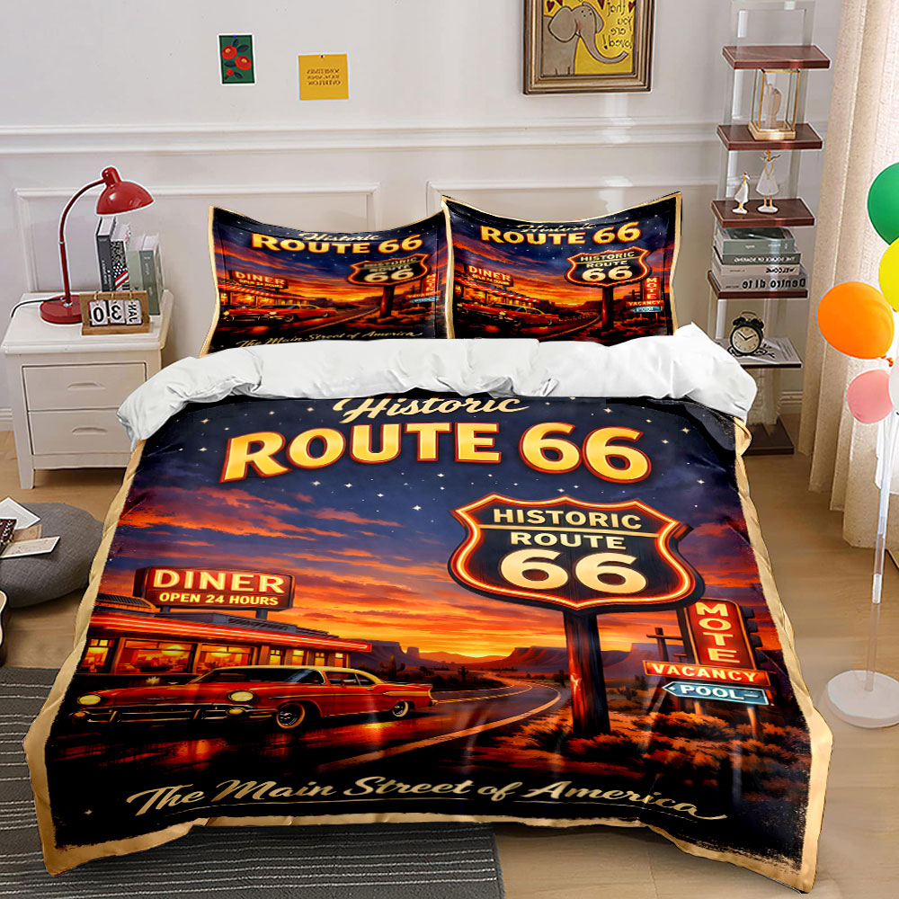 Duvet Cover Sets With Zipper - Set Penutup Selimut Pola Nostalgic Night