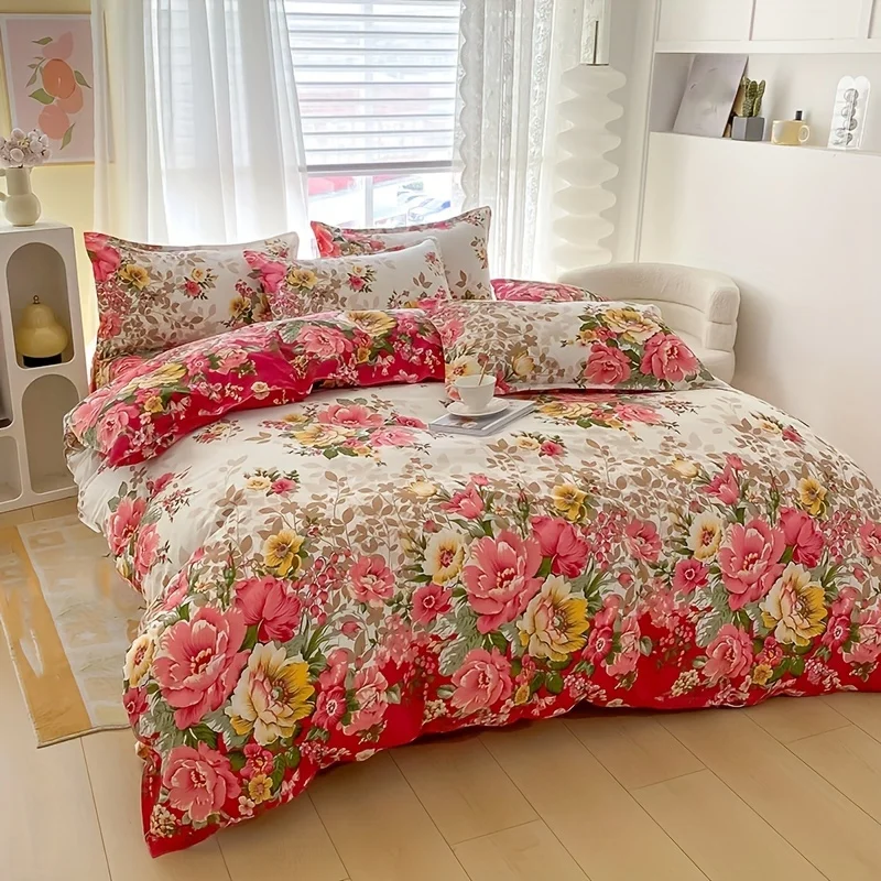 Duvet Cover Sets With Zipper - Set Penutup Selimut Bunga dengan Penutup