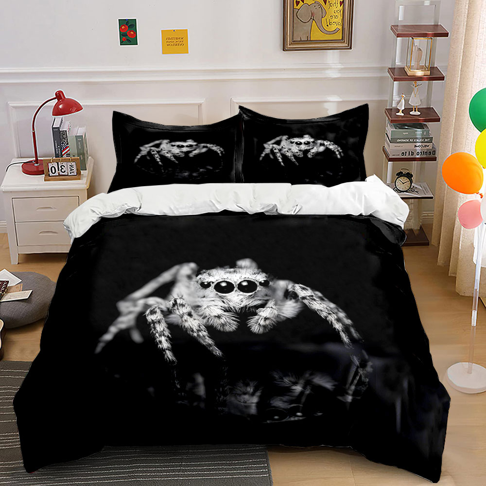 Duvet Cover Sets With Zipper - Set Penutup Selimut Pola Gaya Hitam