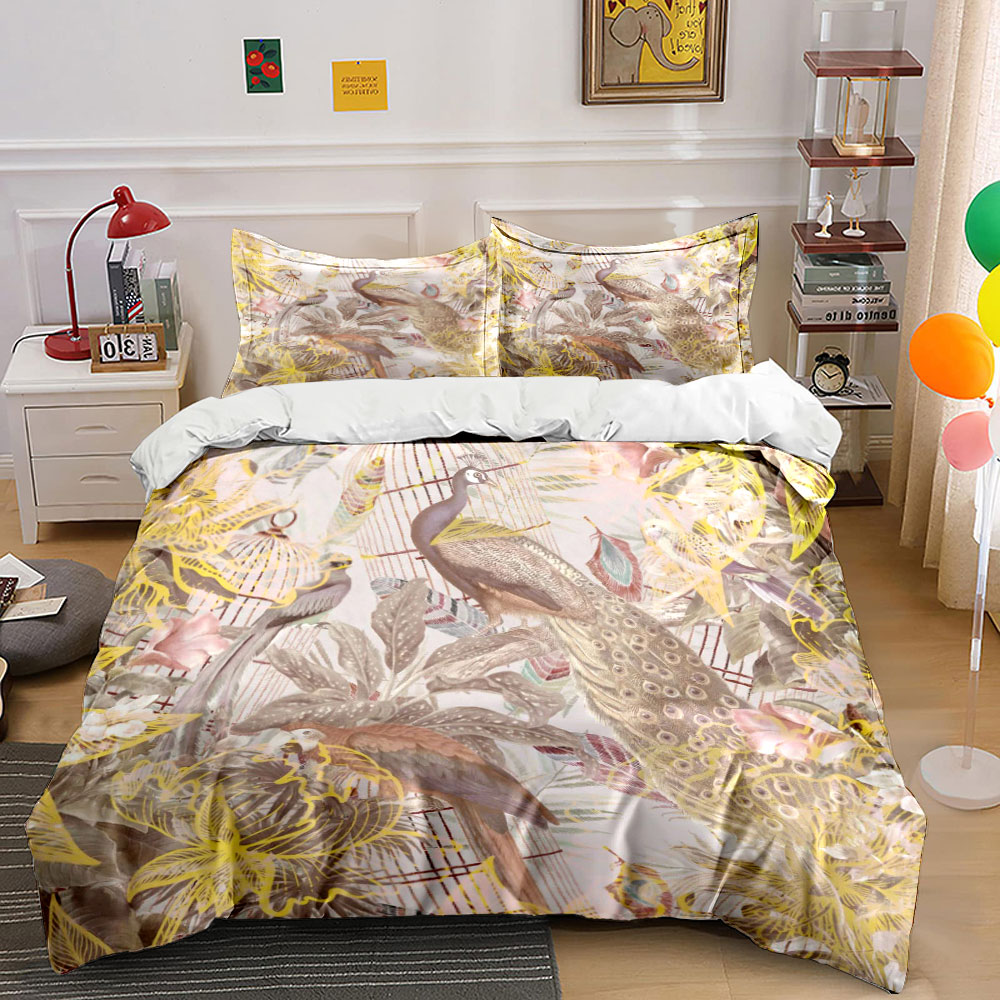 Set Sprei Kandang Burung Merak - Aesthetic Floral Duvet Cover ulasan dan harga