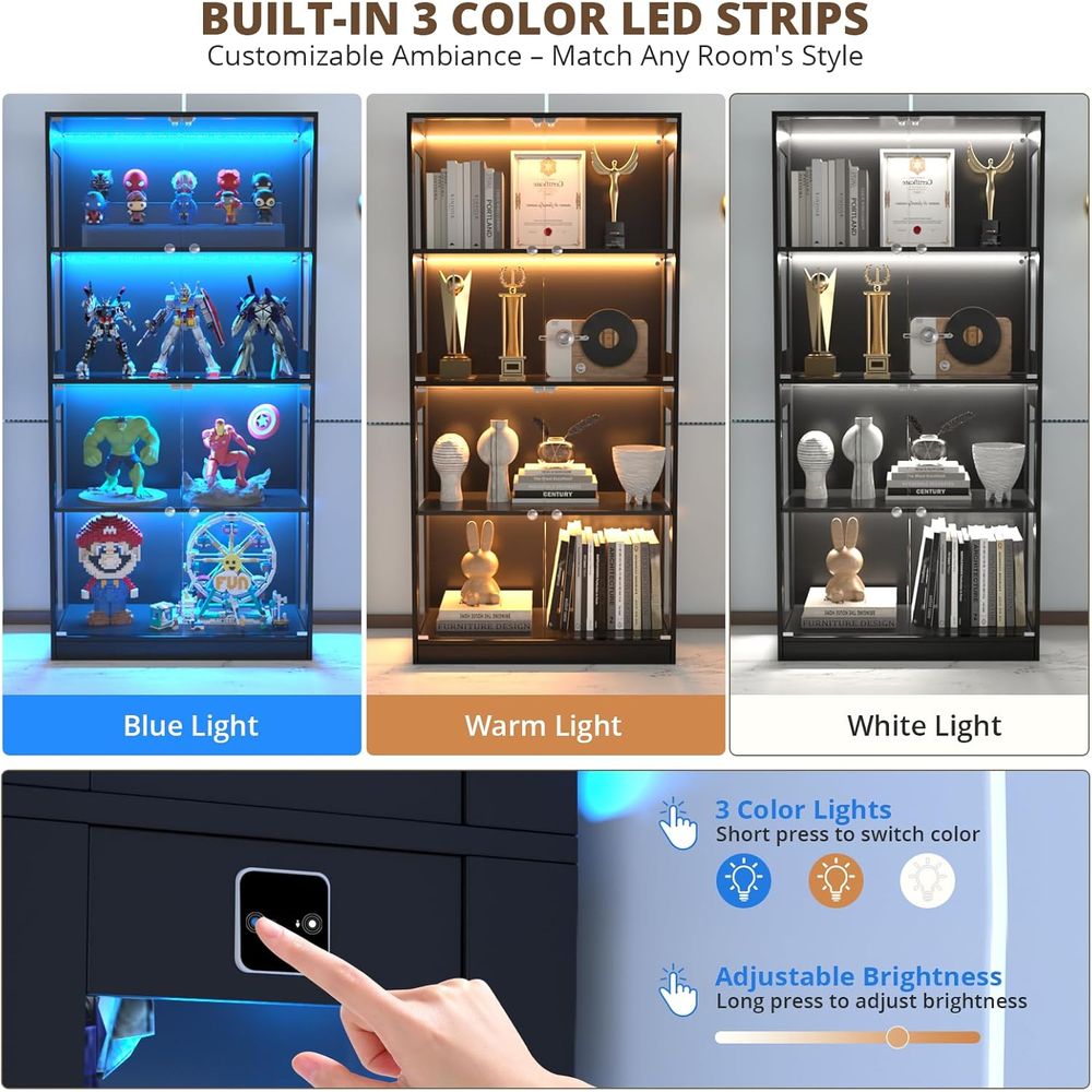 Lemari Pajangan Pintu Kaca 65, - Lighting ulasan dan harga