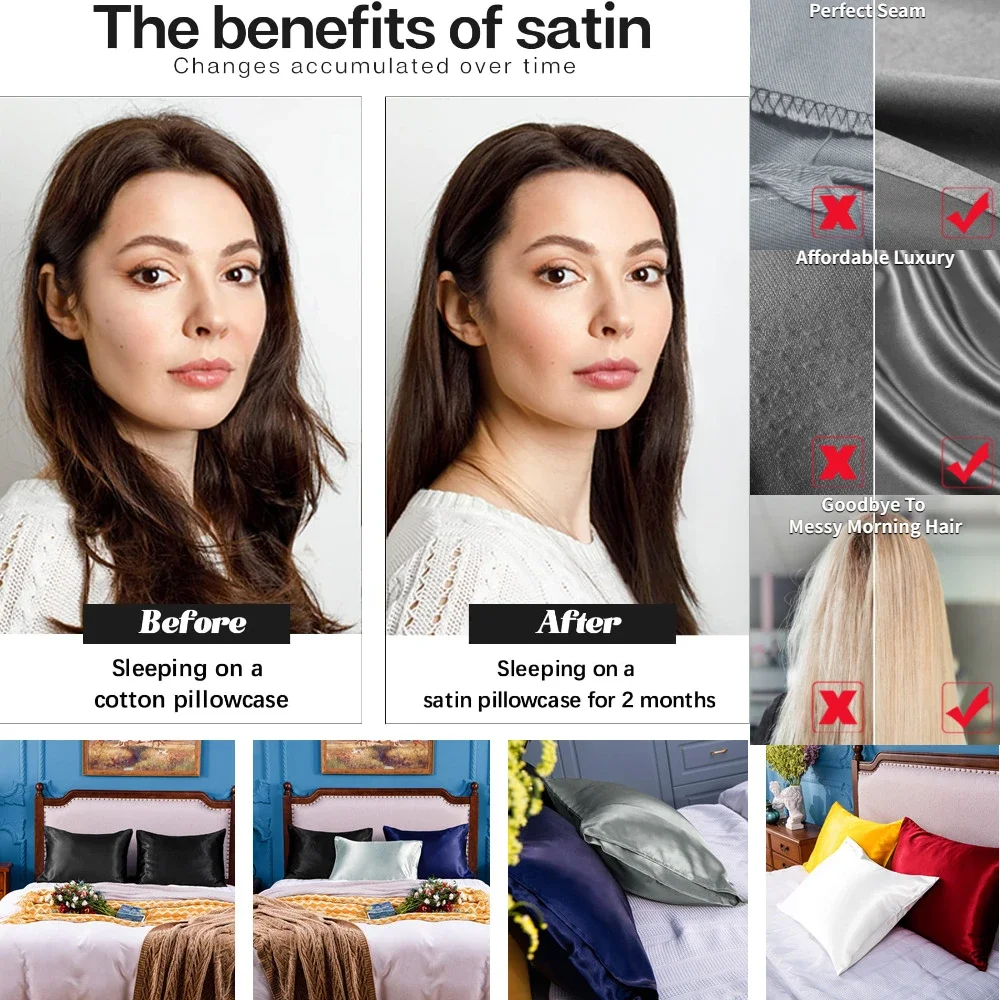 2 pak sarung bantal Satin untu - Satin Silk Pillowcase Hair Skin ulasan dan harga