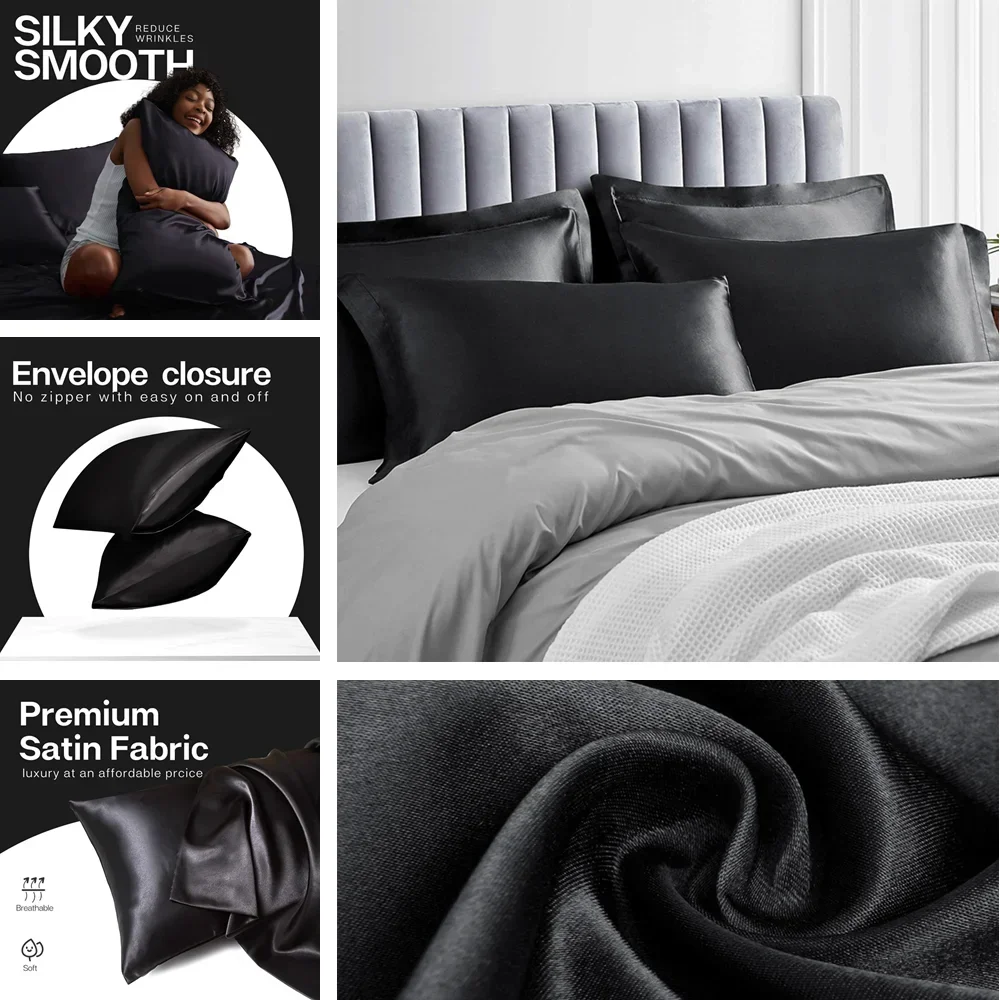 2 pak sarung bantal Satin untu - Satin Silk Pillowcase Hair Skin ulasan dan harga