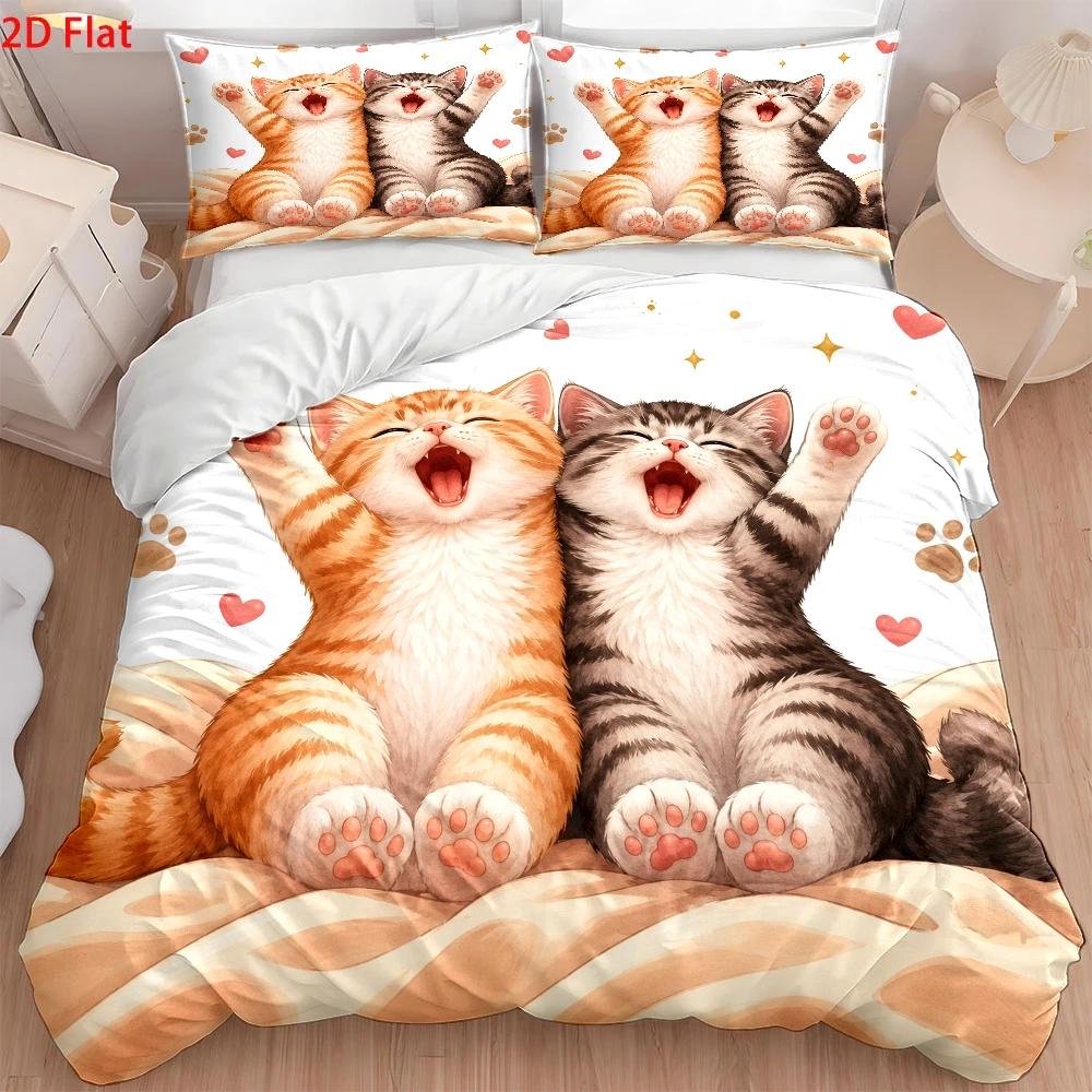 Set Sprei Motif Kucing Lucu 3  - Duvet Cover Sets With Zipper ulasan dan harga