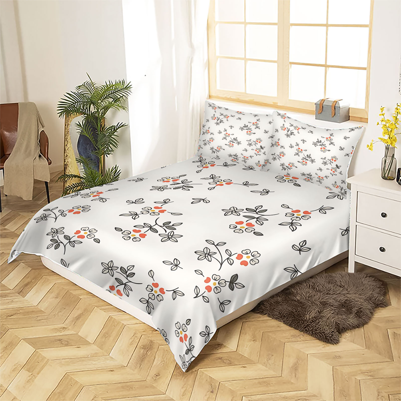 Set Sprei Minimalis Motif Bung - Aesthetic Floral Duvet Cover ulasan dan harga