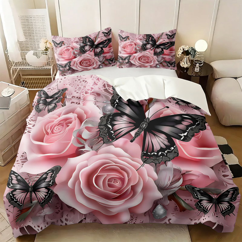 Set Penutup Selimut Motif Kupu - Aesthetic Floral Duvet Cover ulasan dan harga