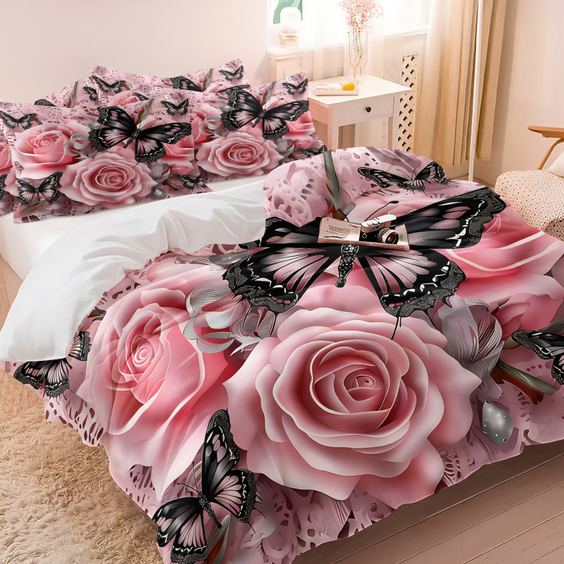 Set Penutup Selimut Motif Kupu - Aesthetic Floral Duvet Cover ulasan dan harga