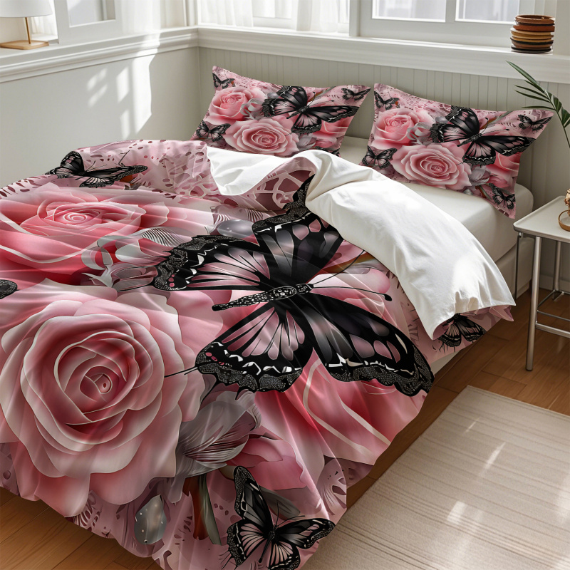Set Penutup Selimut Motif Kupu - Aesthetic Floral Duvet Cover ulasan dan harga