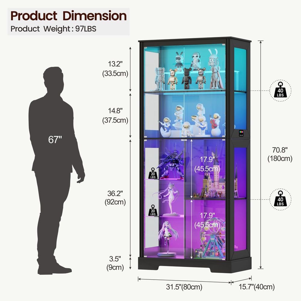 Lemari pajangan sudut berlampu - Storage & Organization ulasan dan harga