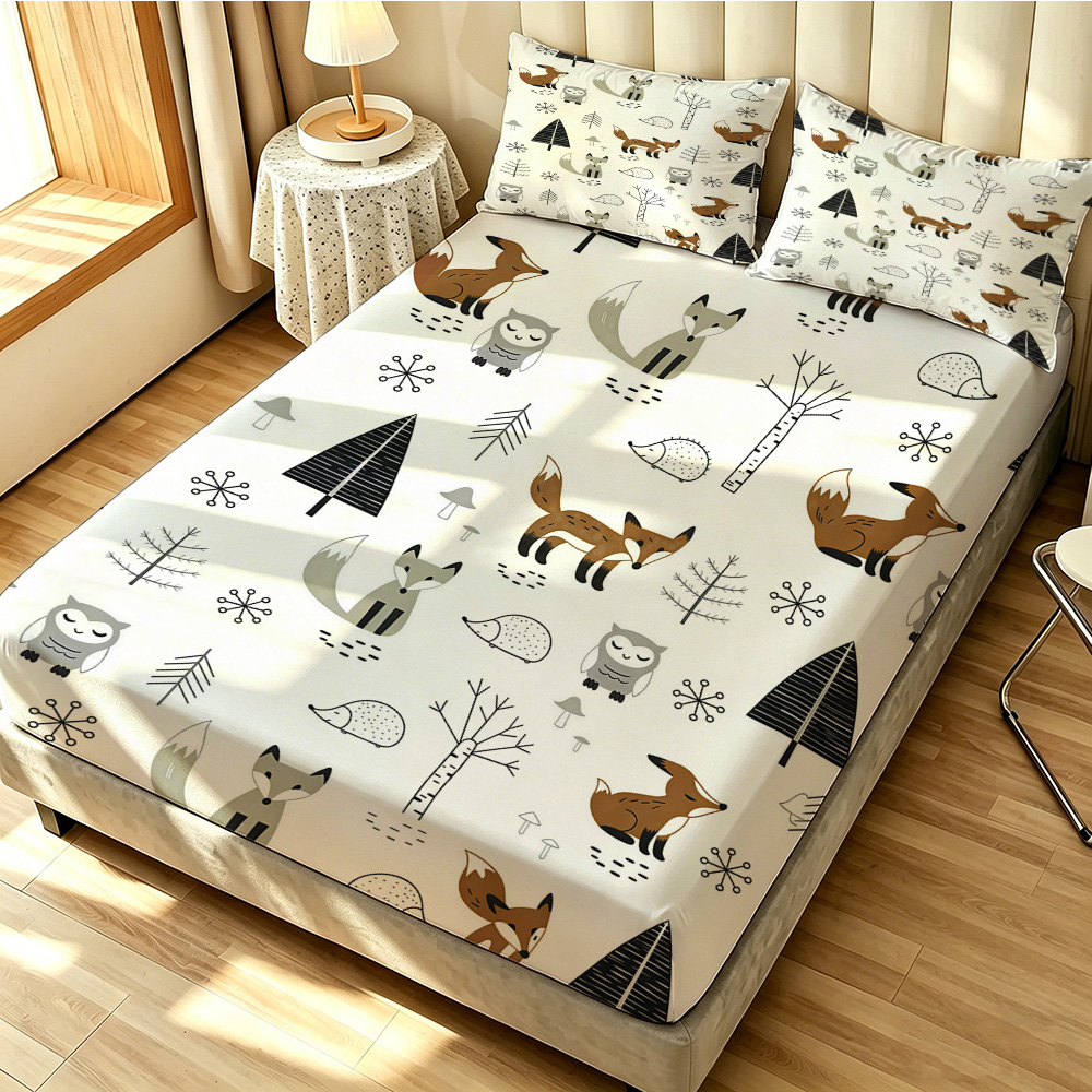 Set Sprei 3 Potong Forest Fox  - Fitted Bed Sheets Deep Pocket ulasan dan harga