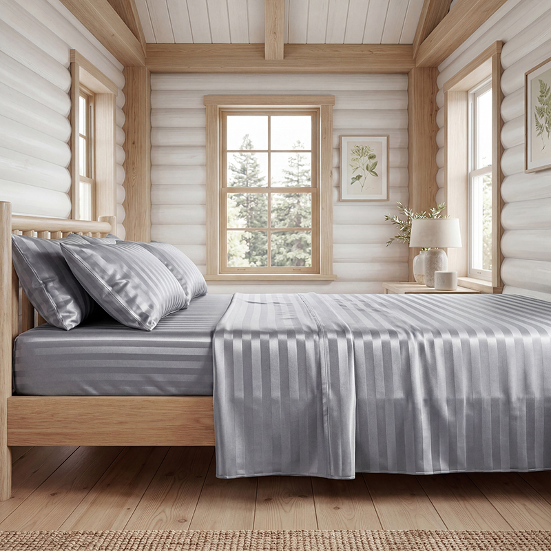 Set Sprei Satin Bergaris Anti  - Fitted Bed Sheets Deep Pocket ulasan dan harga