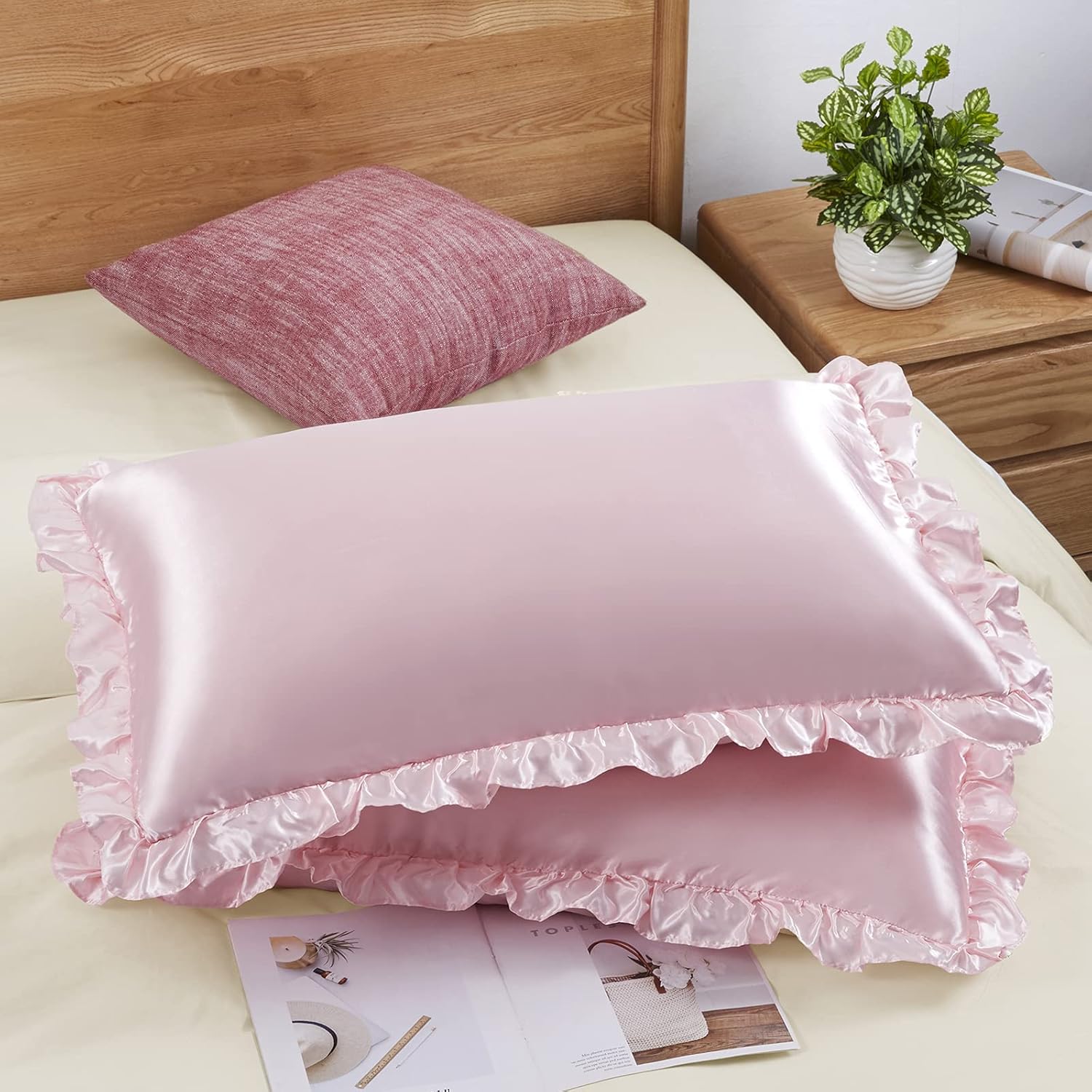 2 Buah Sarung Bantal Satin Ber - Satin Silk Pillowcase Hair Skin ulasan dan harga