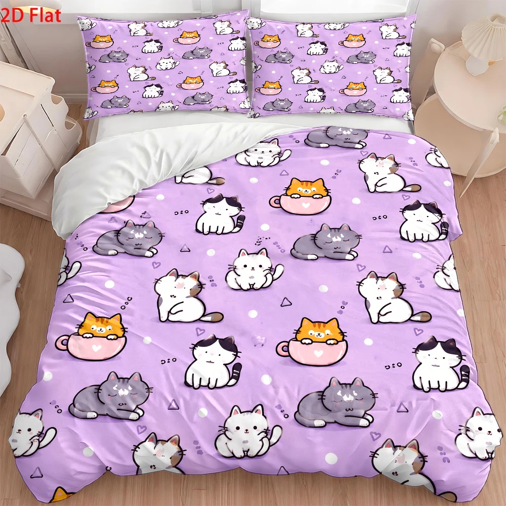 Set Sprei Motif Kucing Lucu 3  - Duvet Cover Sets With Zipper ulasan dan harga