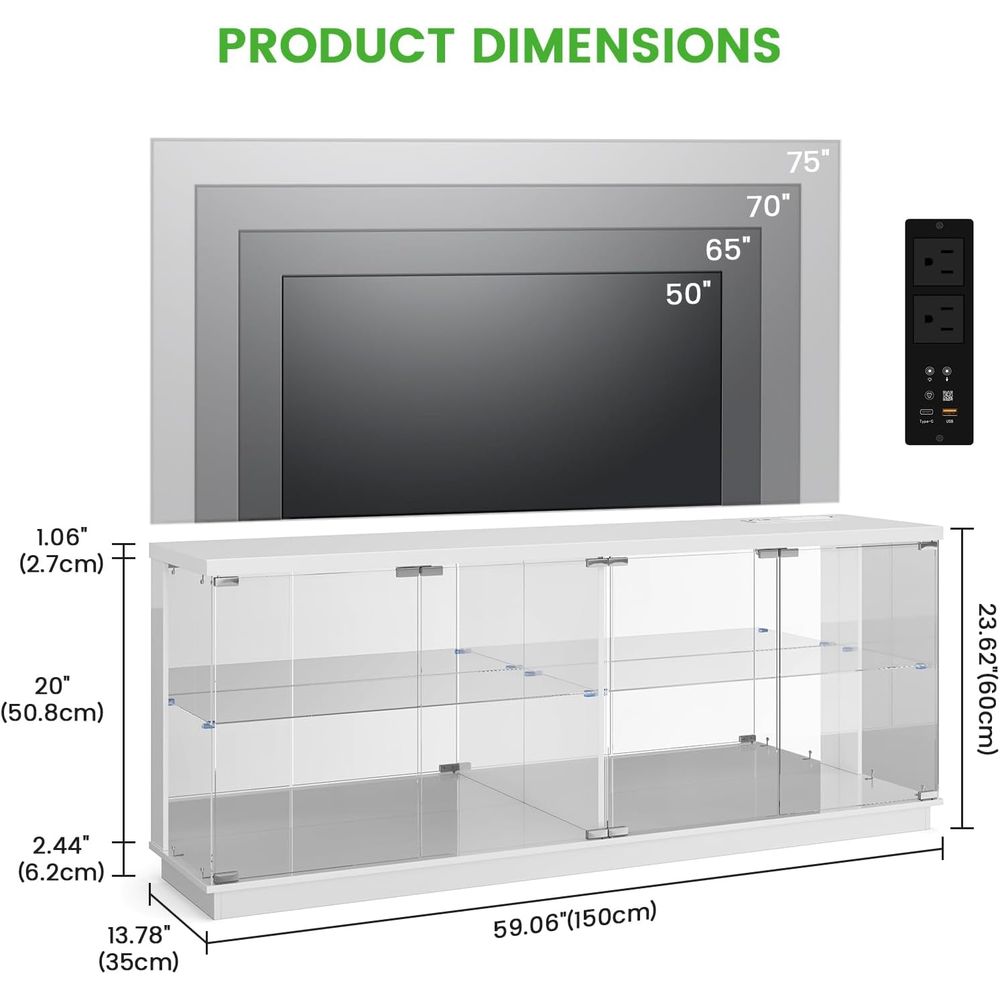 Meja TV Kaca 71 inci dengan St - Lighting ulasan dan harga
